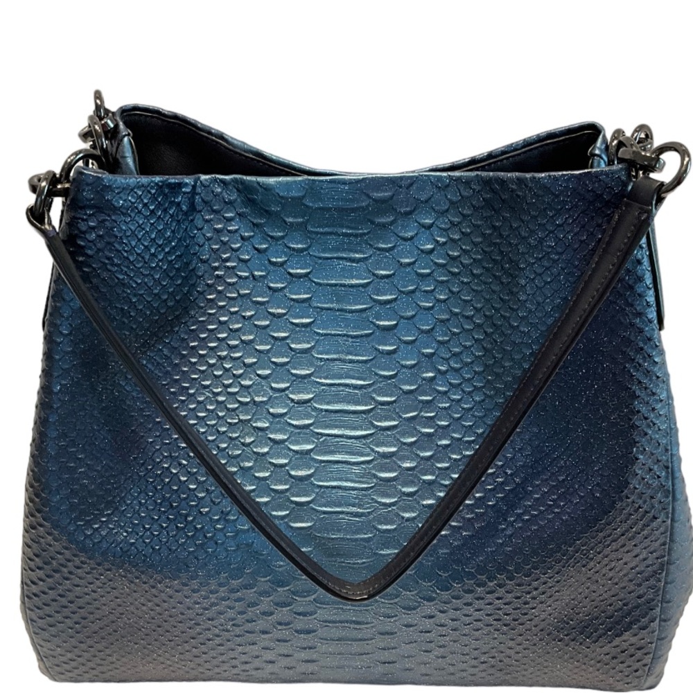 Coach Pheobe Madison Blue Python Embossed Leather